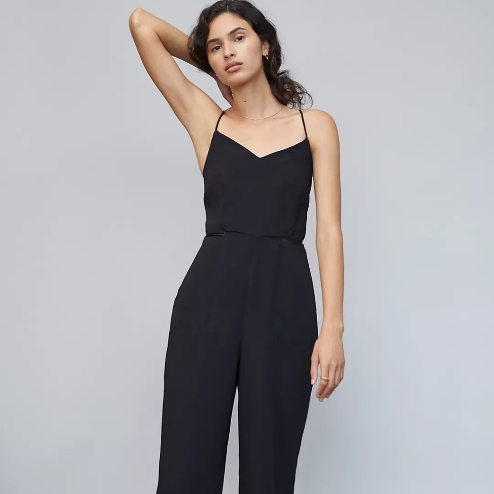 Anthropologie Maeve Magdalena Black Wide Leg Jumpsuit Size 4